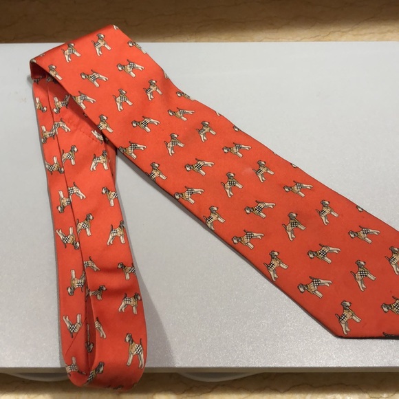BURBERRY Tie/ Dogs/Orange - Picture 7 of 9